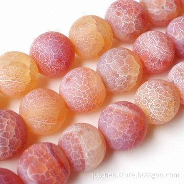 4 to 18mm round orange frosted agate semi-precious loose beads gemstone